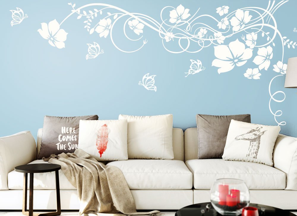 Настінна наклейка Grandora W829 Flower Tendril & Butterflies 150x82 см Lilac, фото №4