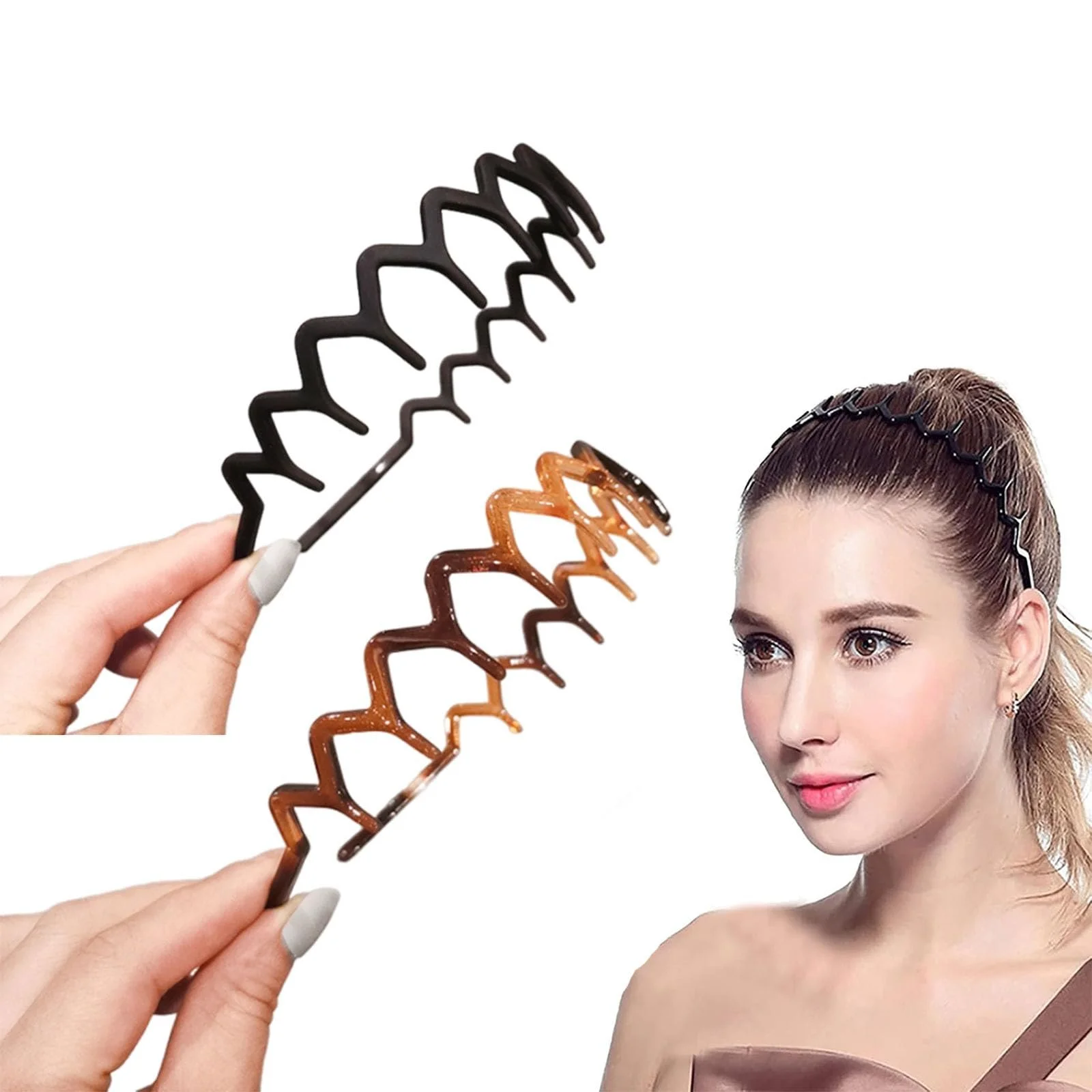 Набір гребінців-обручів зигзаг для волосся 2 шт, чорний та коричневий, фото №1 Набір гребінців-обручів зигзаг для волосся 2 шт, чорний та коричневий, фото №1
