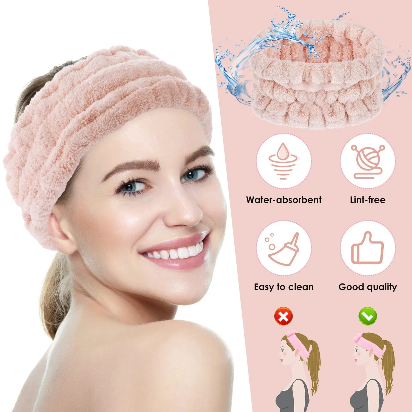 Пов'язка для голови Sibba Spa для вмивання, макіяжу, спорту, душу, фото №6 Пов'язка для голови Sibba Spa для вмивання, макіяжу, спорту, душу, фото №6