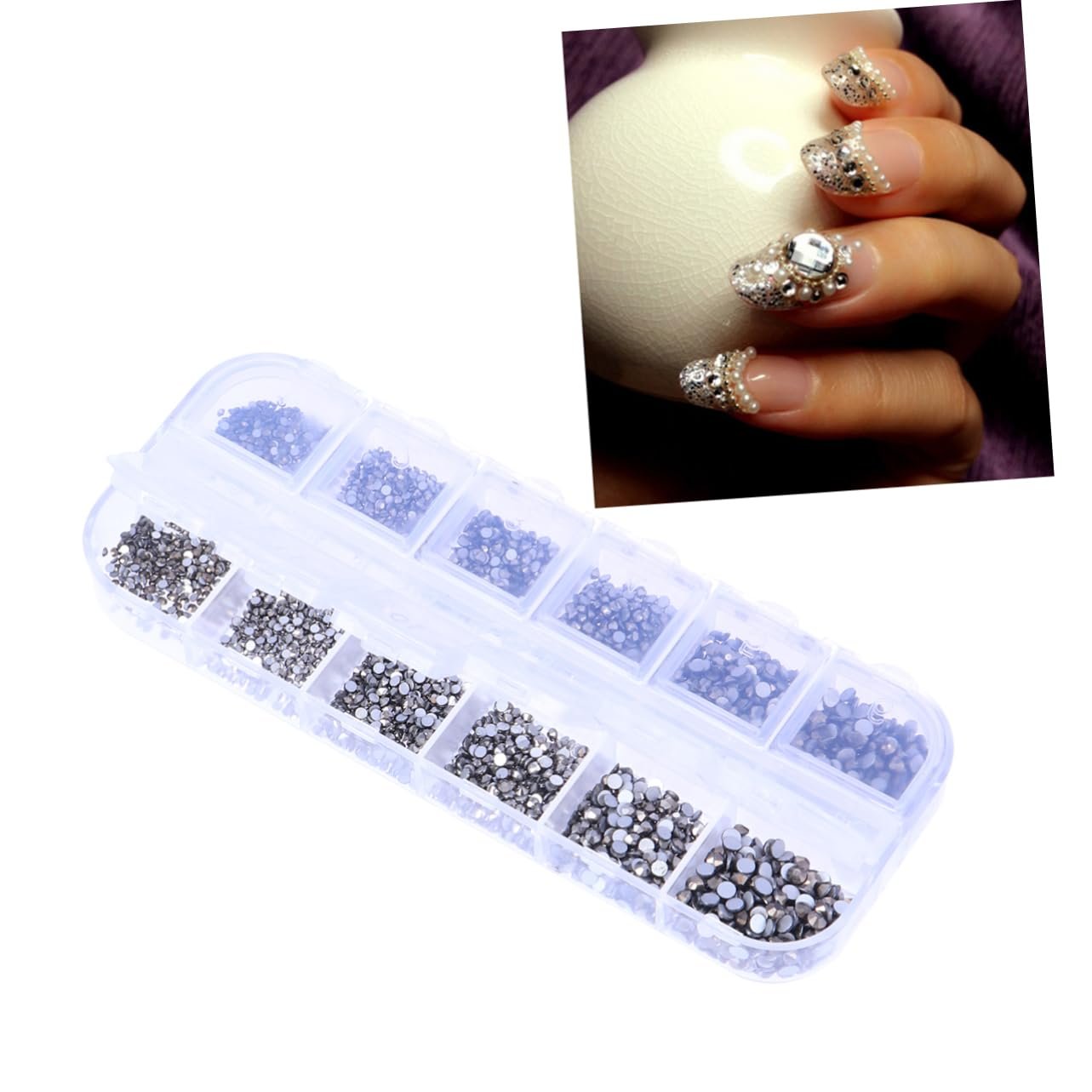 Набір для манікюру STOBOK 3360 шт стрази для нігтів, бісер, кристали, фото №7