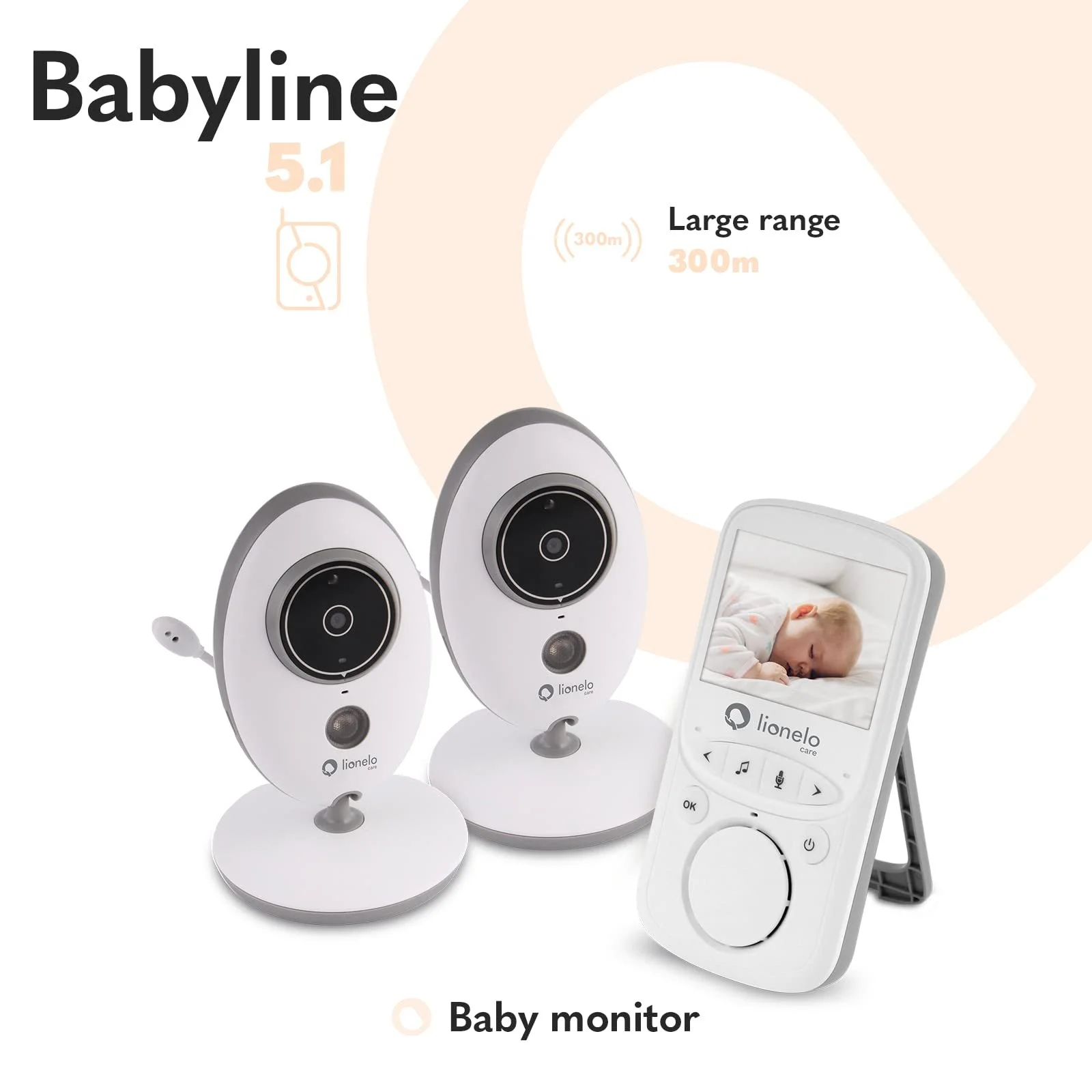 Відеоняня Lionelo Babyline 5.1 300 м 2 Cameras Night Mode VOX, фото №2 Відеоняня Lionelo Babyline 5.1 300 м 2 Cameras Night Mode VOX, фото №2