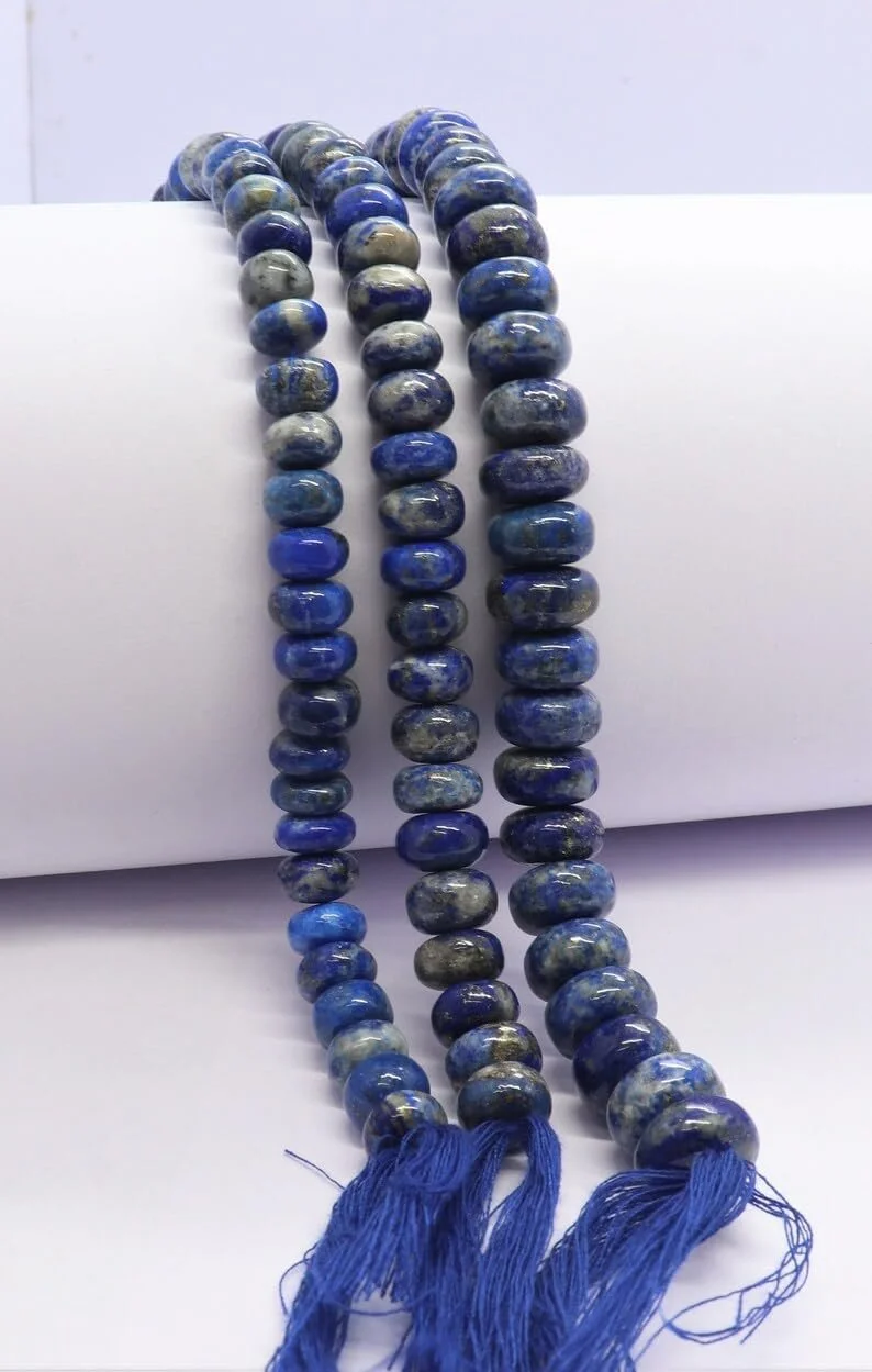 Намистини Лазурит рондель гладкі 8-10 мм, фото №1