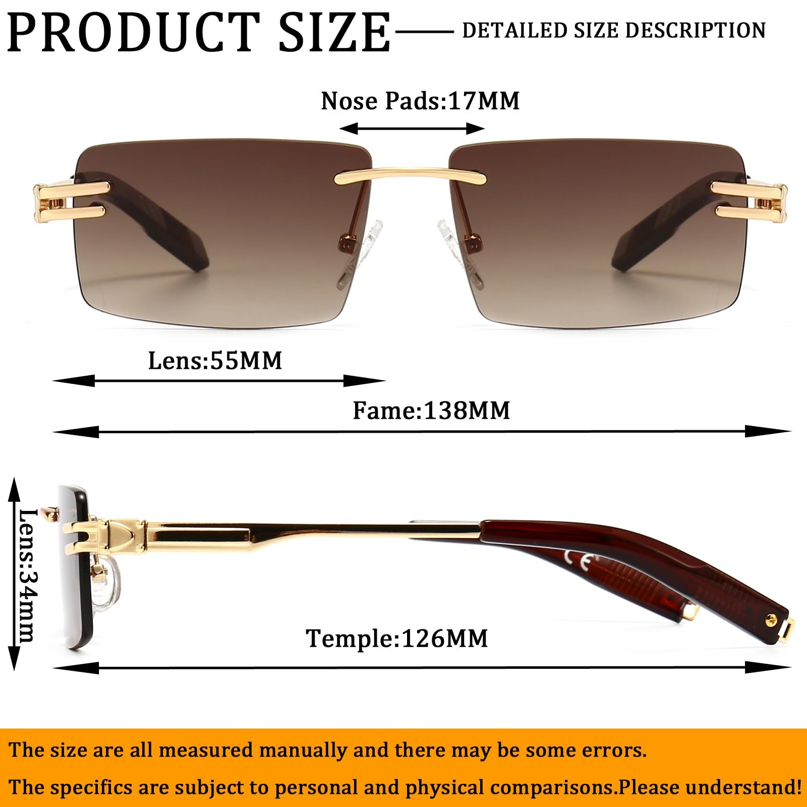 Солнцезащитные очки Ретро Без оправы Ggpyyon для мужчин и женщин Модные, фото №4