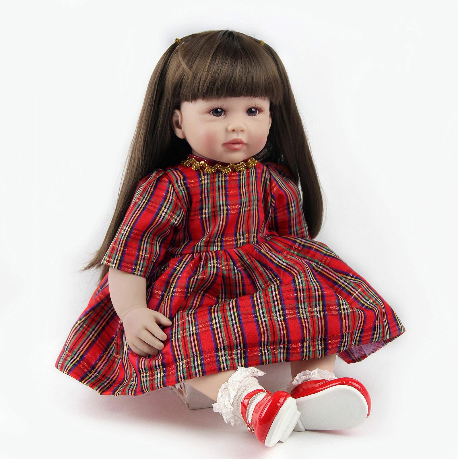 Кукла ZIYIUI Reborn Toddler 60 см Мягкий силиконовый винил Девочка с длинными волосами, фото №4