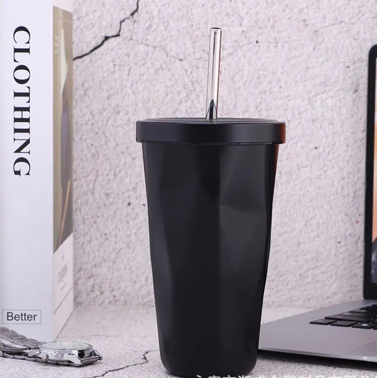 Металлический стакан с трубочкой Diamond 500 мл черный, фото №6