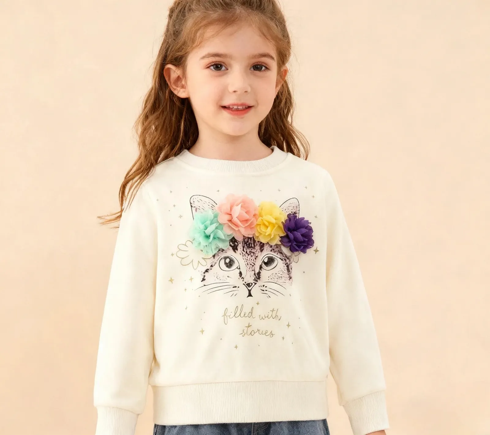 Свитшот Codkkre для девочек Детский милый мультяшный свитер для девочек Хлопковые рубашки с длинными рукавами Возраст 2-10 лет, фото №6