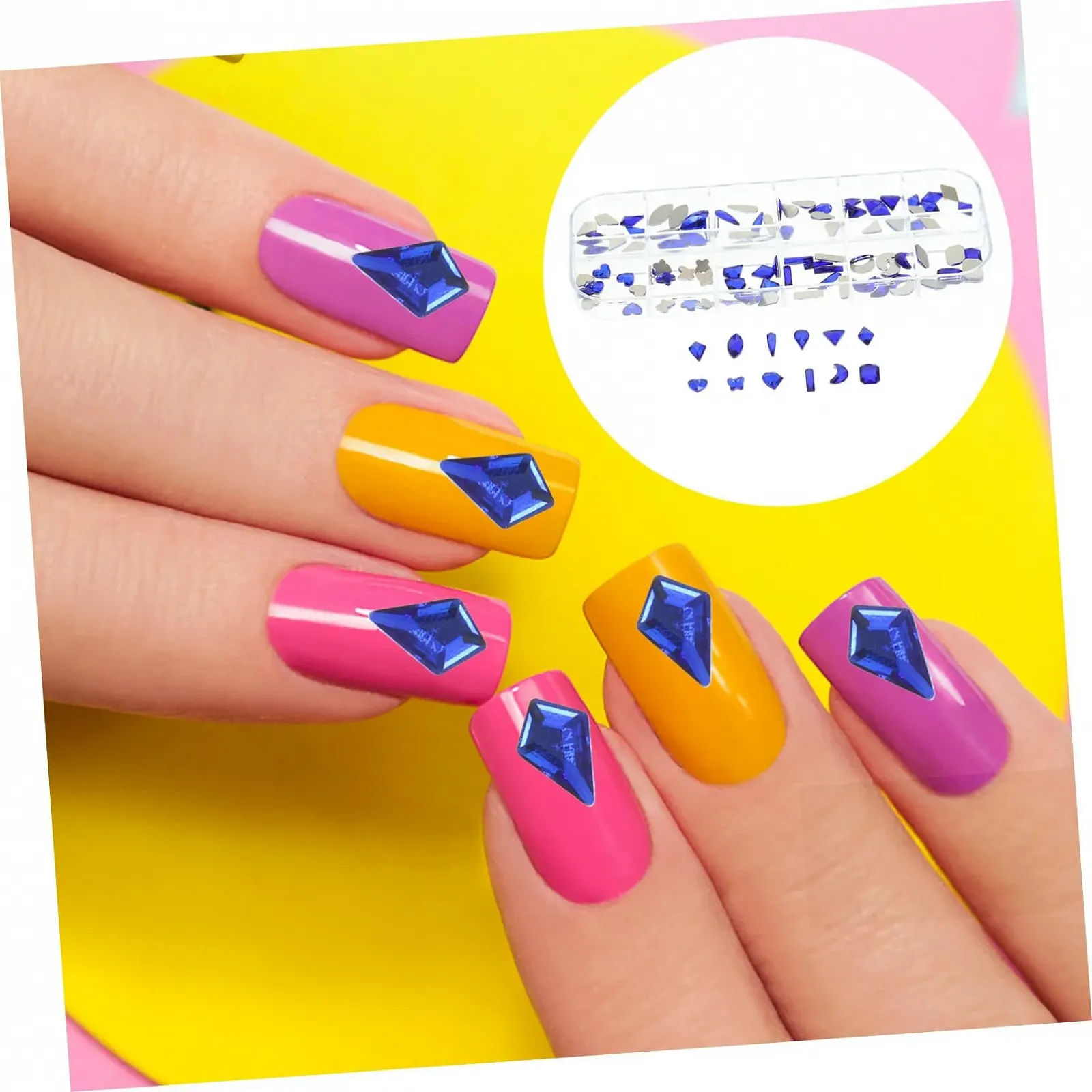 1 коробка Graceling Накладные ногти Искусственные ногти Украшение для ногтей Подвеска Стразы для ногтей Подвеска со стразами для поделок Стеклянная подвеска для ногтей, фото №7