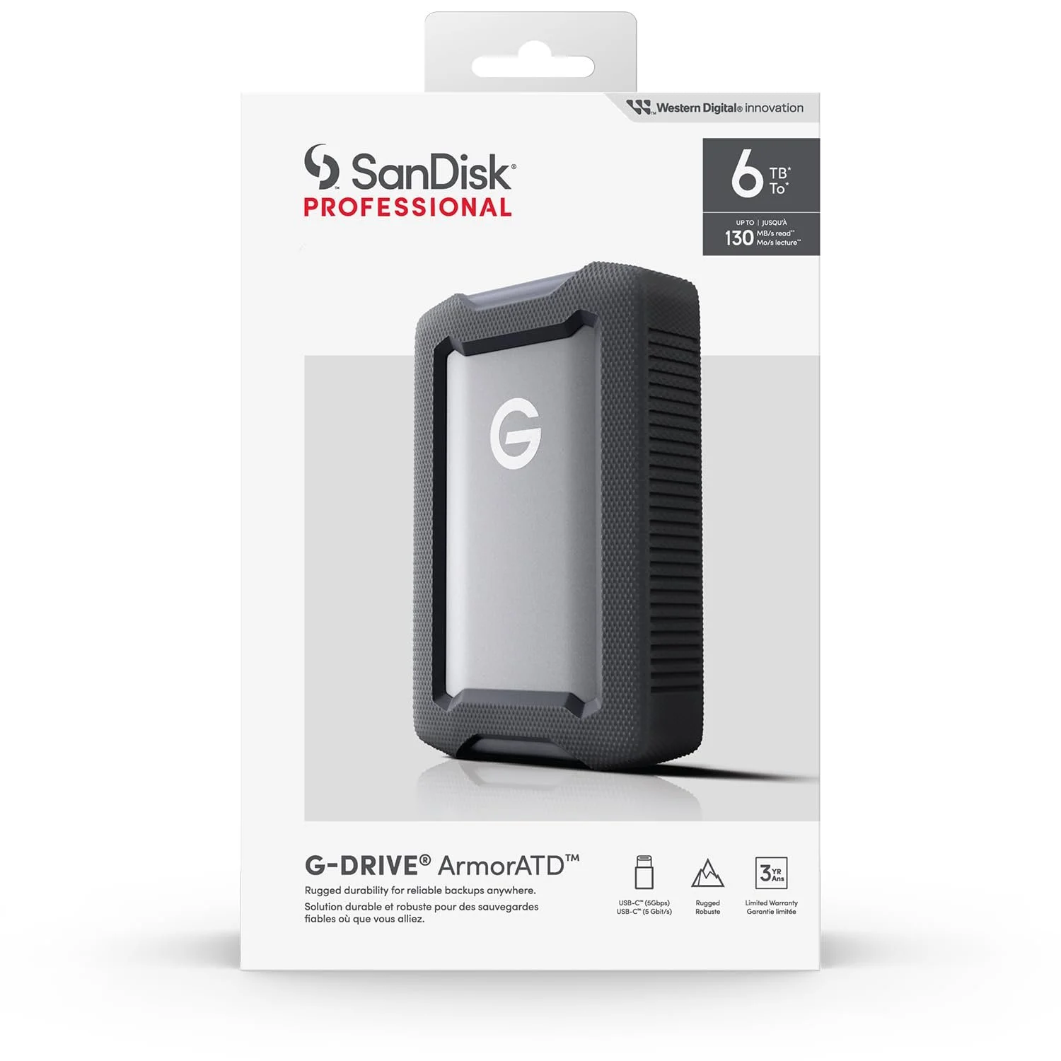 Портативний жорсткий диск SanDisk PROFESSIONAL G-DRIVE ArmorATD 6TB USB-C 130МБ/с, фото №5 Портативний жорсткий диск SanDisk PROFESSIONAL G-DRIVE ArmorATD 6TB USB-C 130МБ/с, фото №5