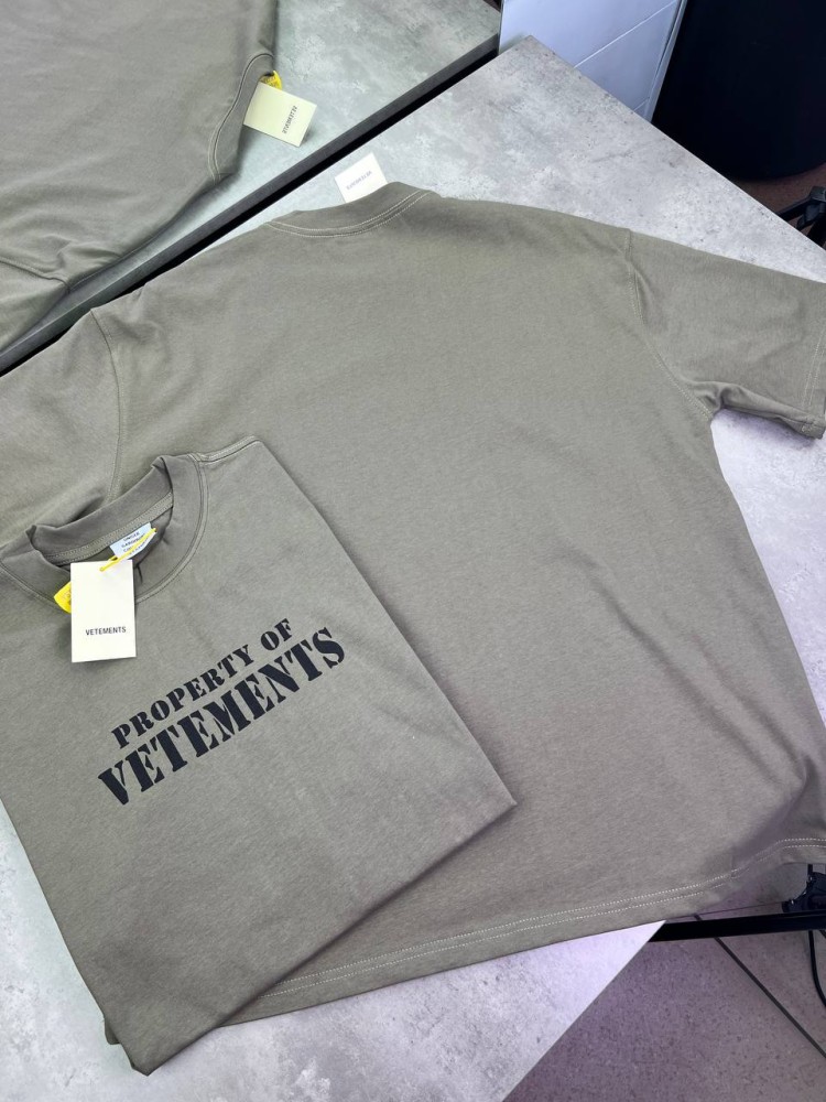 Футболка хаки Vetements Property f652, фото №4