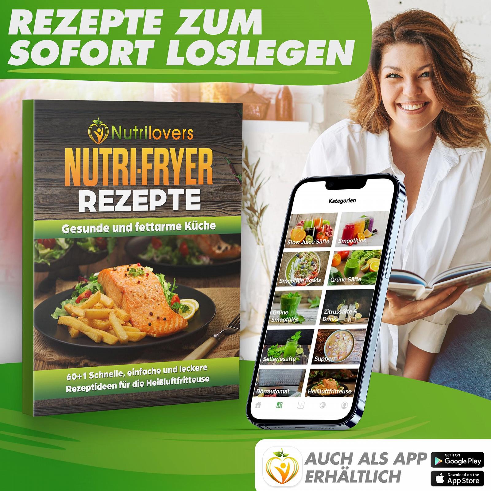 Мультипечь Nutrilovers Nutri-Fyer XXL 8 л 2000 Вт нержавеющая сталь LED дисплей смотровое окно, фото №8