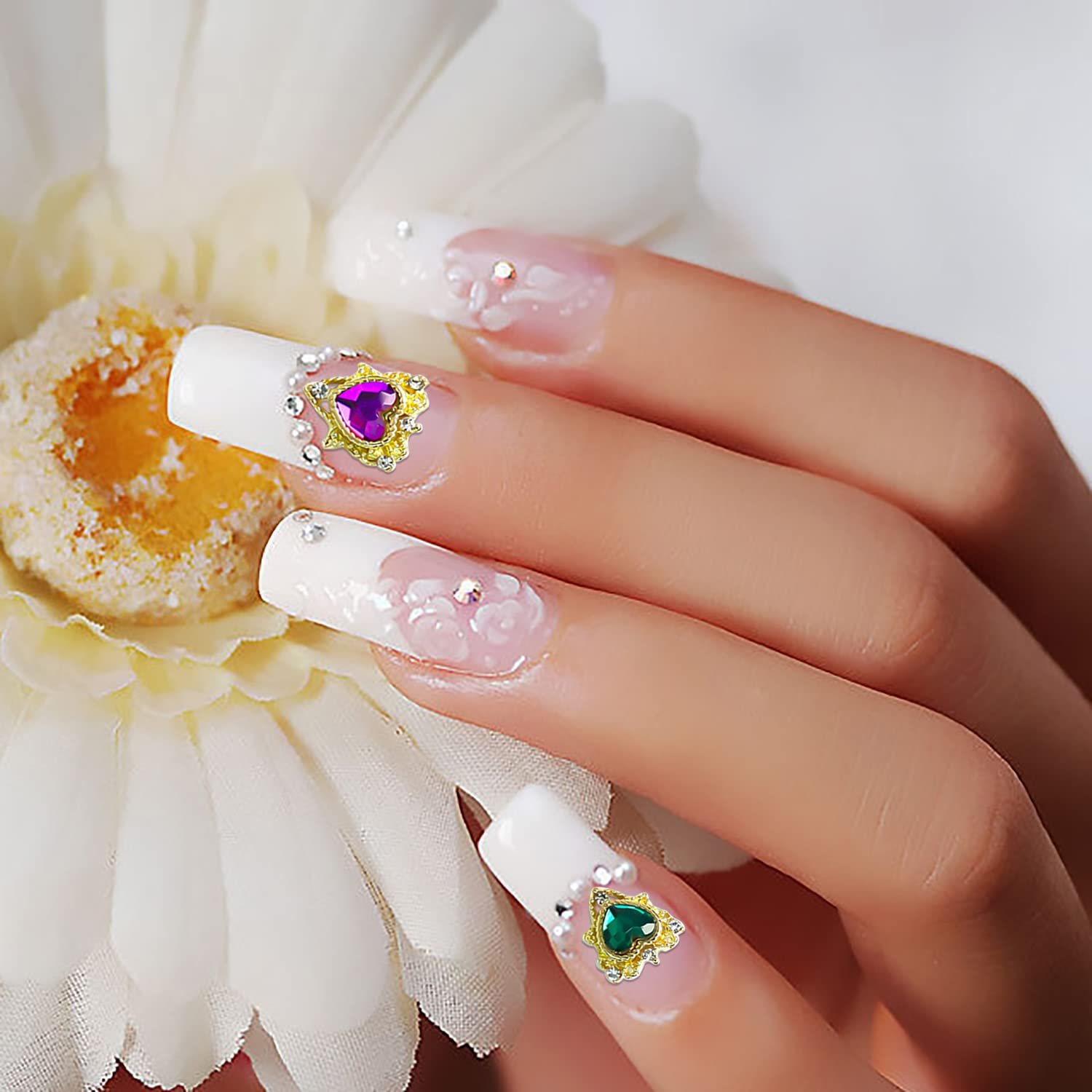 3D Украшения для ногтей WOKOTO Серия Сердце, Стразы, 30 шт, Разноцветные, фото №5