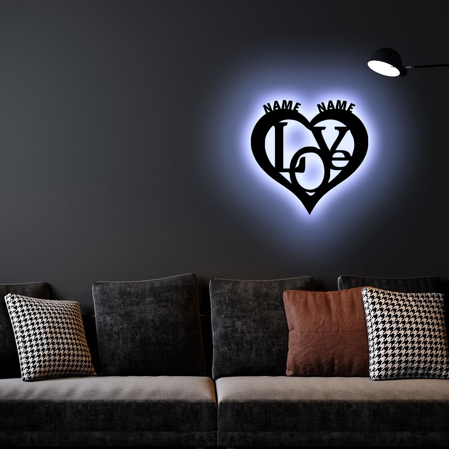 Светильник декоративный Лампа ночная LED Love Heart с персонализацией с именем, фото №6