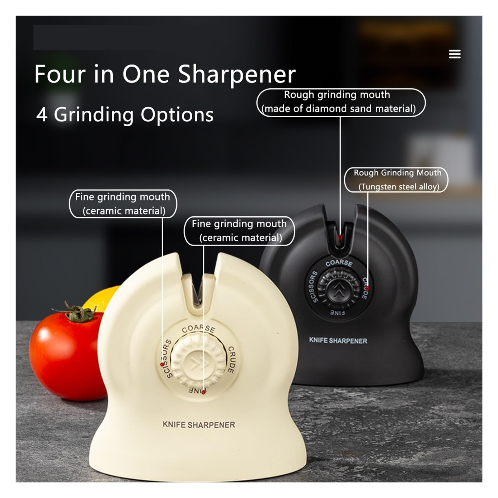 Точилка для кухонных ножей и ножниц HJZZQH регулируемая многофункциональный точильный камень черная, фото №2