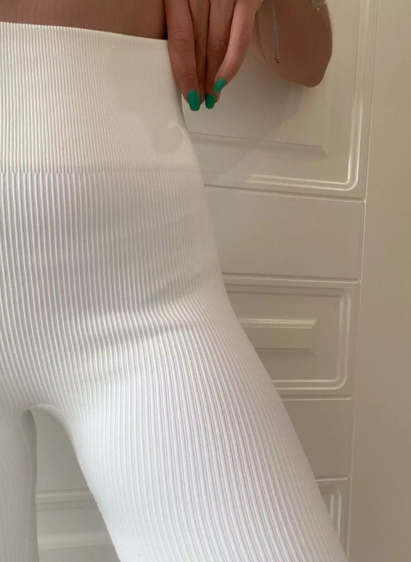 Женские спортивные лосины в рубчик трикотажные BF860 цвет белый размер 42/44, фото №4 Женские спортивные лосины в рубчик трикотажные BF860 цвет белый размер 42/44, фото №4