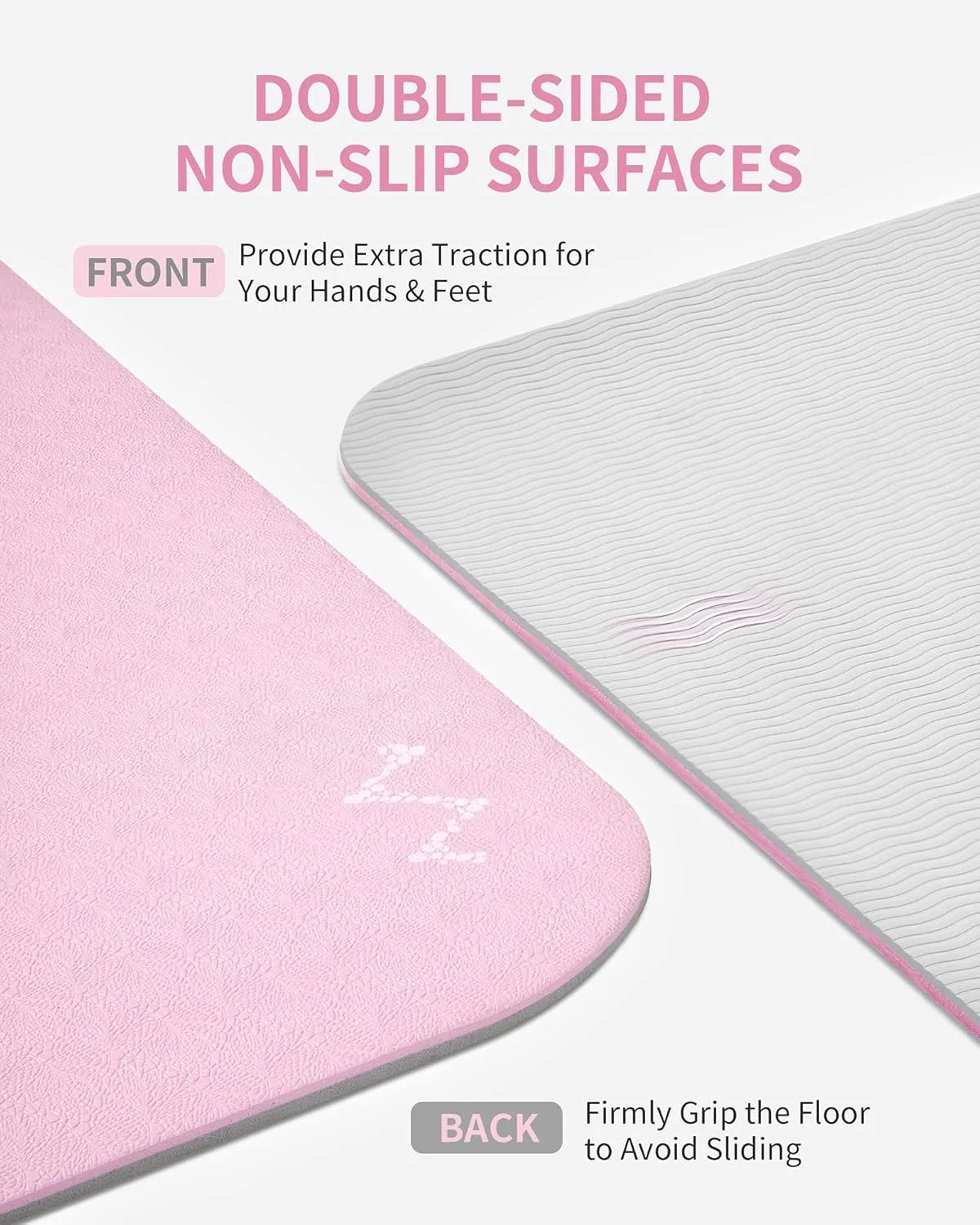 Килимок для йоги CAMBIVO 183 x 122 см Рожевий, фото №3