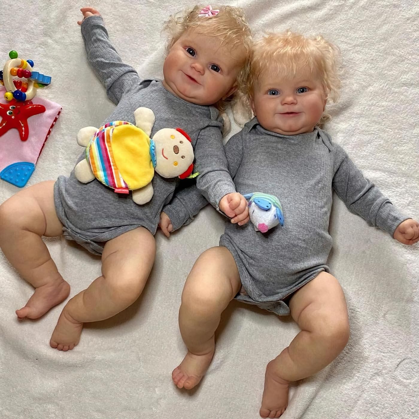 Лялька MineeQu Lifelike Reborn Baby Dolls Collectible Doll 24-дюймова Рожеве волосся Біляве волосся, фото №2