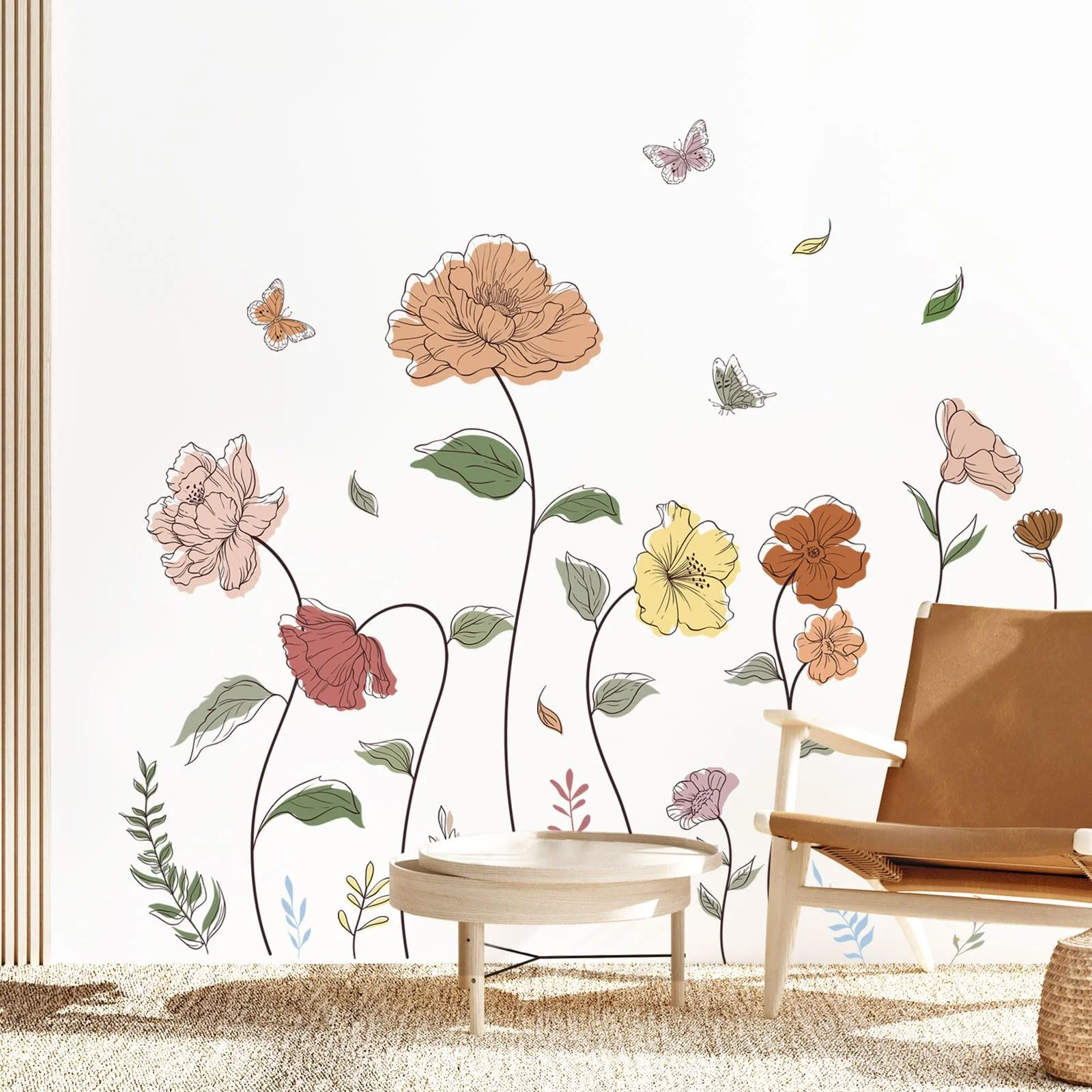 Наклейка на стіну Supzone Boho Flower Wild Flowers Plants Grass, фото №5