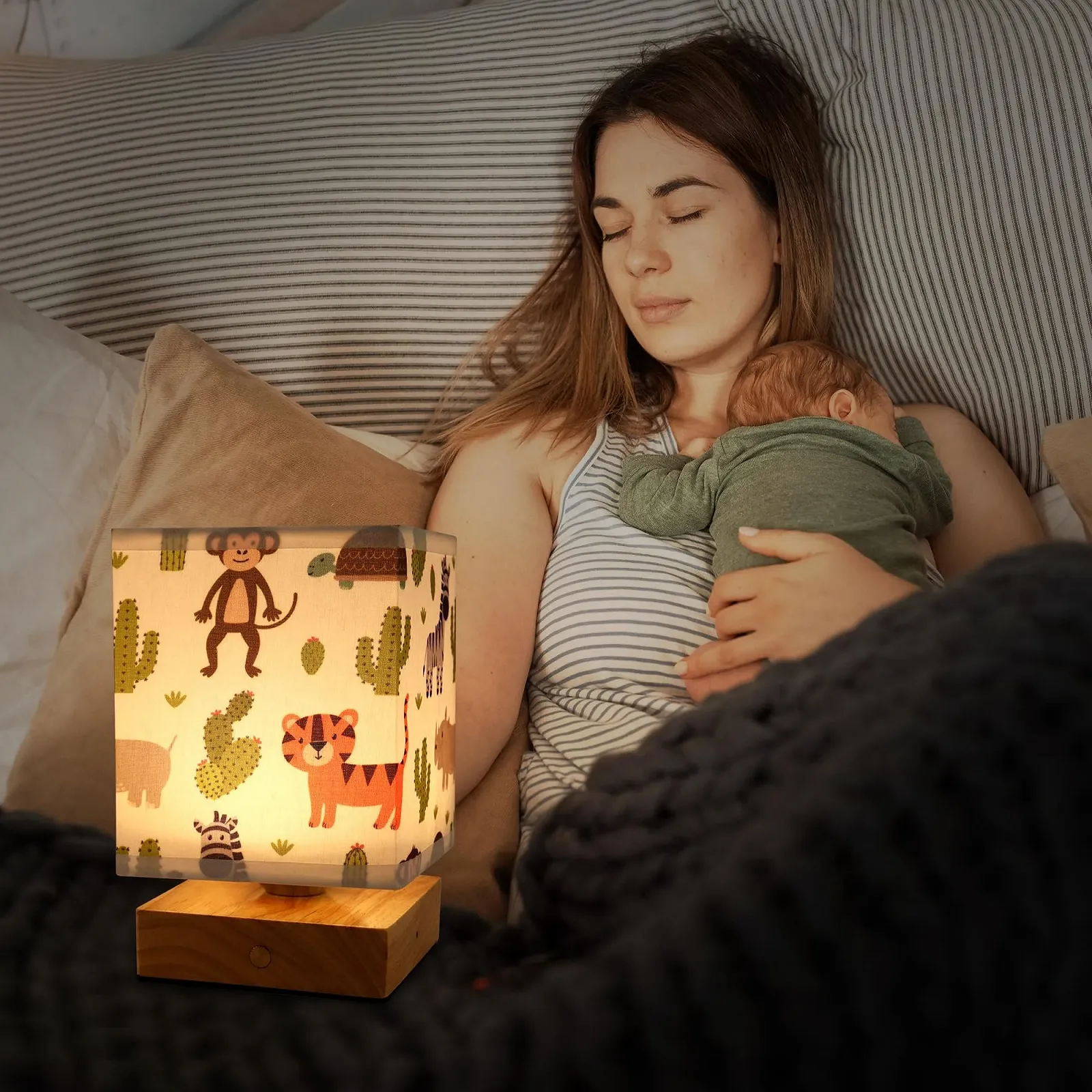 Настільна лампа Wetry Children's Room Unicorn Motif Lampshade димована з акумулятором, фото №4