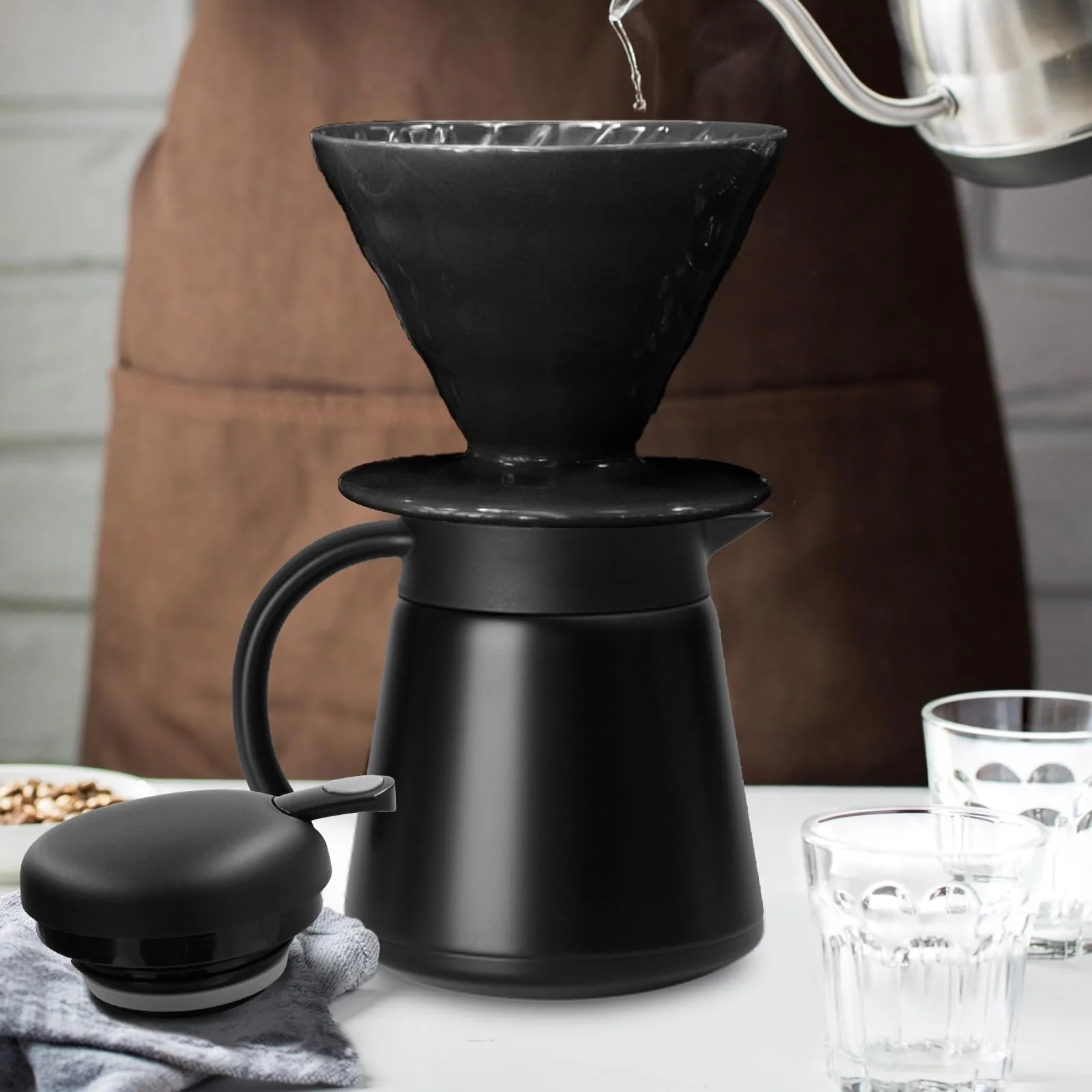 Термос-кавник Luvan 0.8 л, нержавіюча сталь 304, з подвійними стінками, вакуумний, для кави, чорний, фото №6 Термос-кавник Luvan 0.8 л, нержавіюча сталь 304, з подвійними стінками, вакуумний, для кави, чорний, фото №6