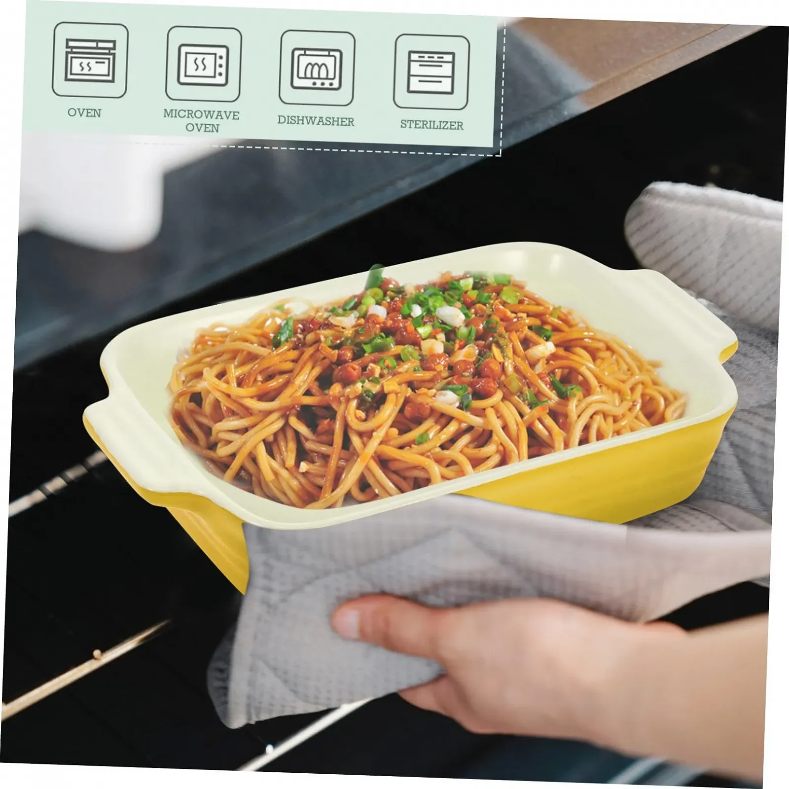 Форма для запекания BESTYASH Керамическая Прямоугольная с ручками Желтая, фото №9 Форма для запекания BESTYASH Керамическая Прямоугольная с ручками Желтая, фото №9