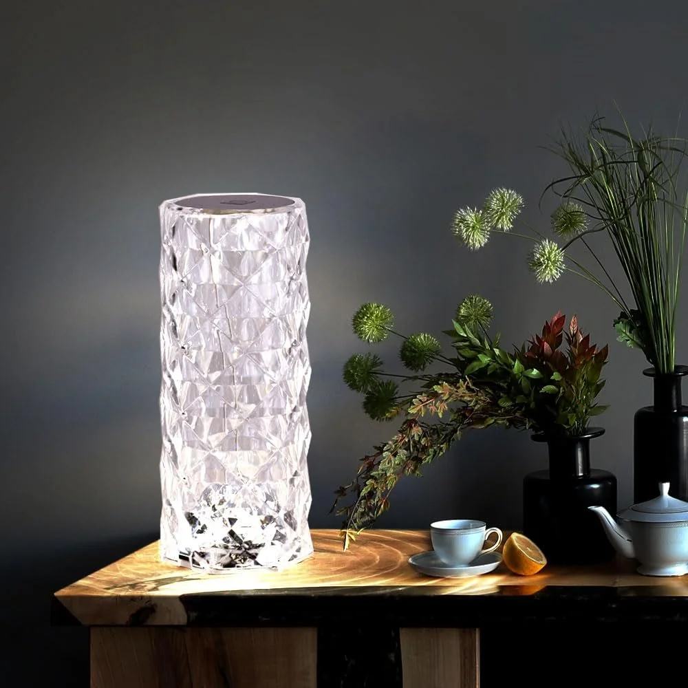 Настольная лампа GLOBO LIGHTING LED Dimmable Crystals USB 21 см Silver-Clear, фото №5