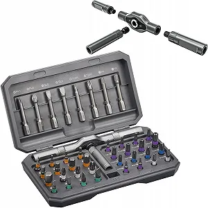 Набір магнітних викруток 42-в-1 Зі знімною ручкою-тріскачкою, 40 біт, Т-подібна ручка, кейс для зберігання - Фото 1