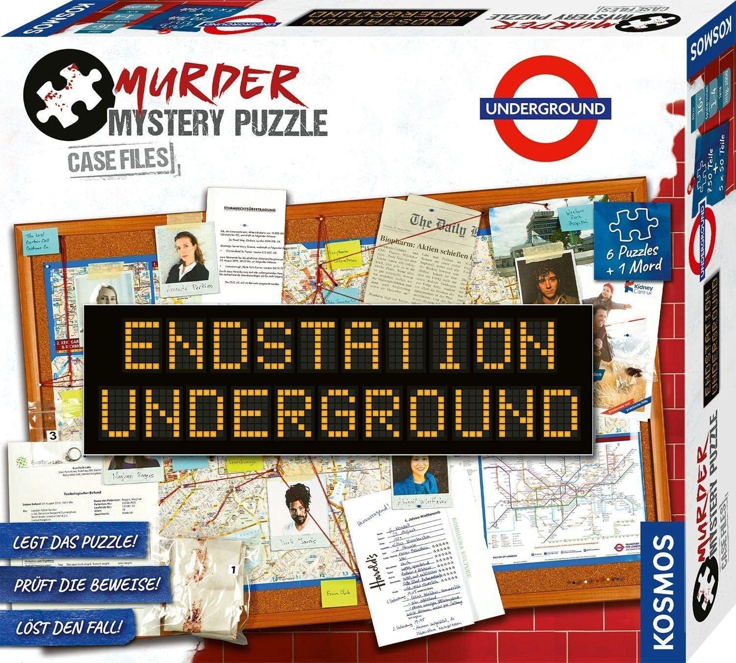 Пазл KOSMOS Murder Mystery Puzzle Case Files 682170 "Endstation Underground" 750 + 5 x 50 элементов, фото №1