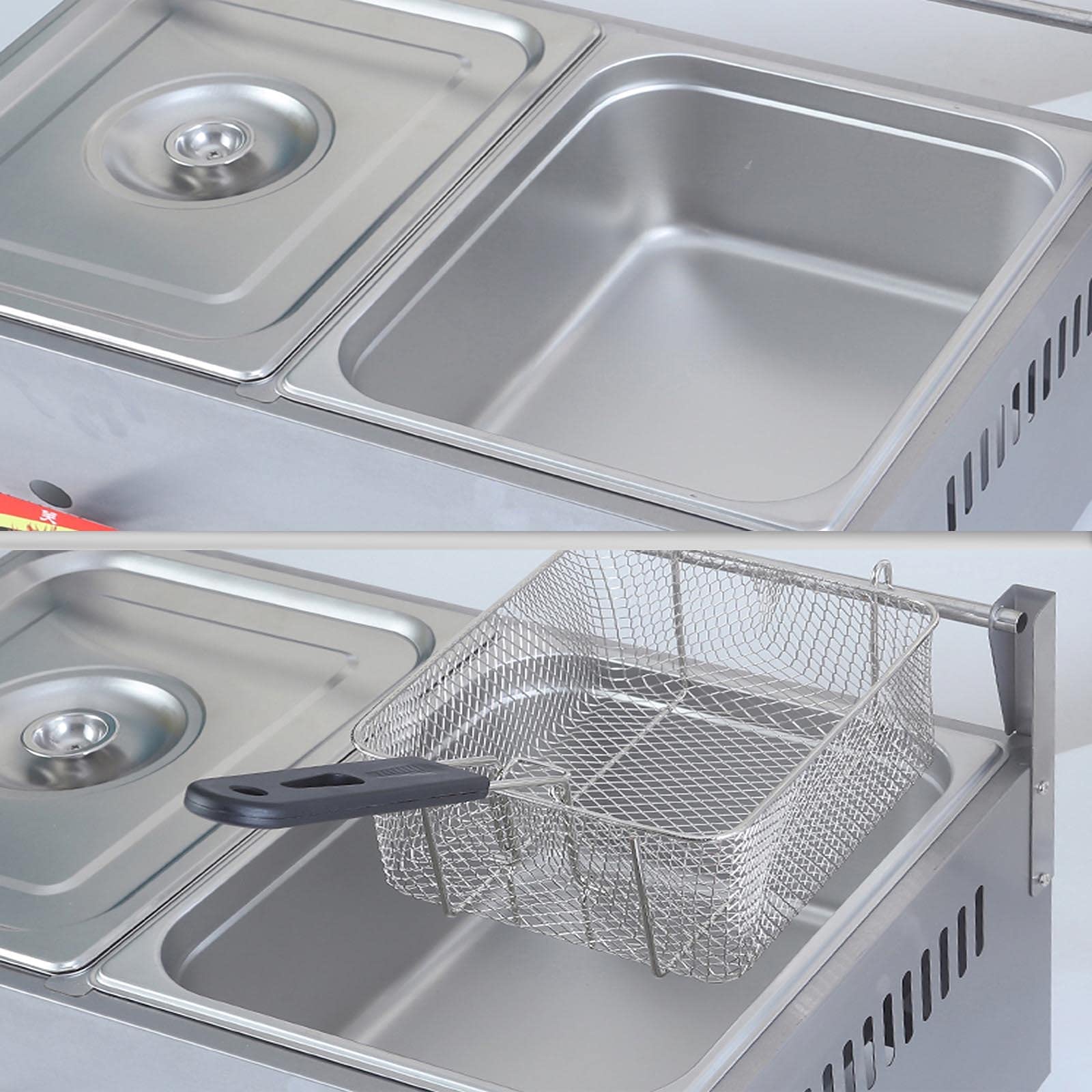 Газовая фритюрница Большая 11L/22L из нержавеющей стали для дома и коммерческого использования Регулируемая мощность Портативная съемная мойка, фото №4 Газовая фритюрница Большая 11L/22L из нержавеющей стали для дома и коммерческого использования Регулируемая мощность Портативная съемная мойка, фото №4