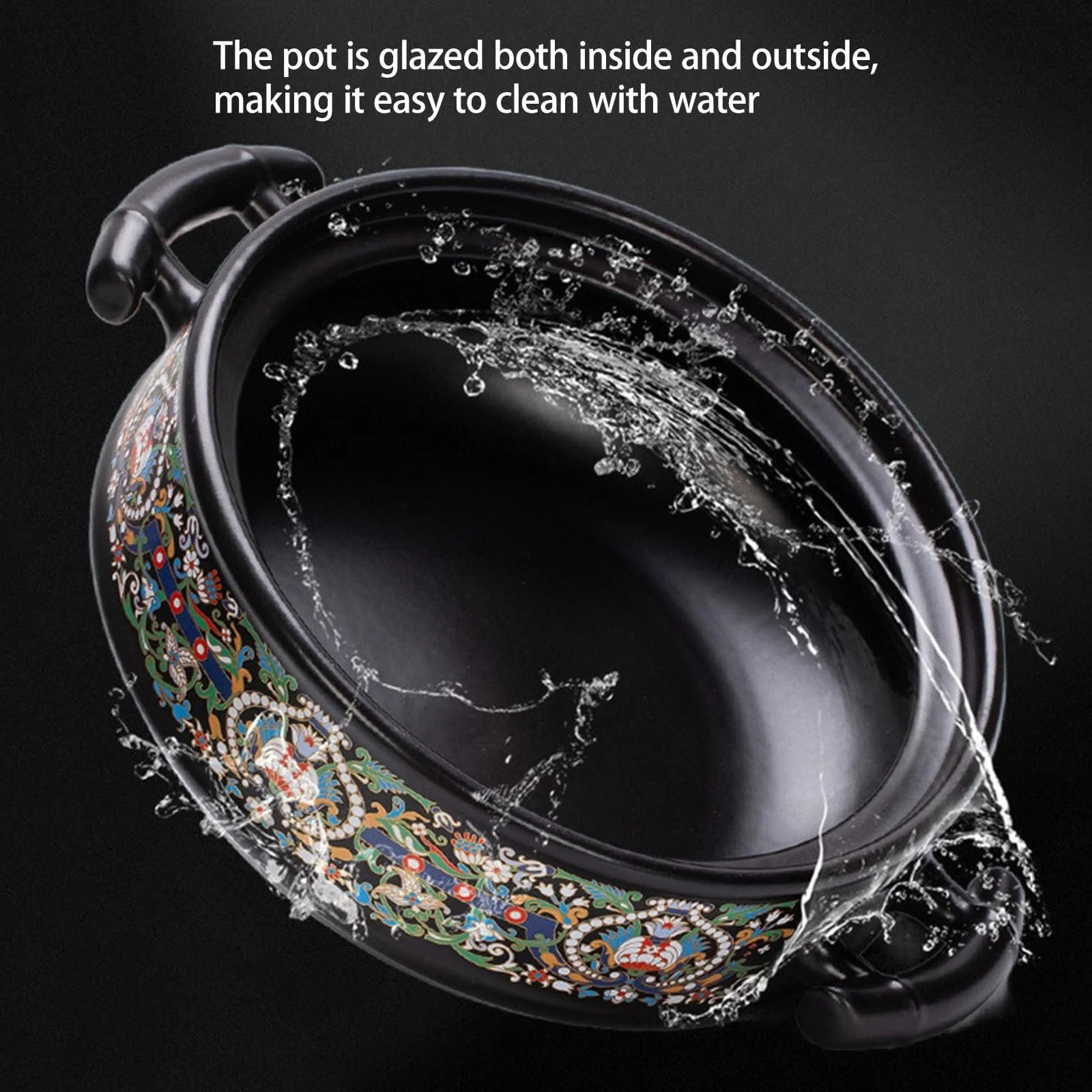 Керамічна каструля для запікання З кришкою Жаростійка Червона, фото №5