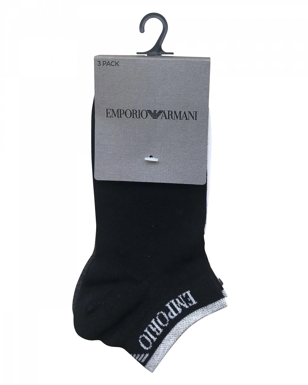 Носки гольфы Emporio Armani Basic Cotton 3-Pack Black One Size, фото №4
