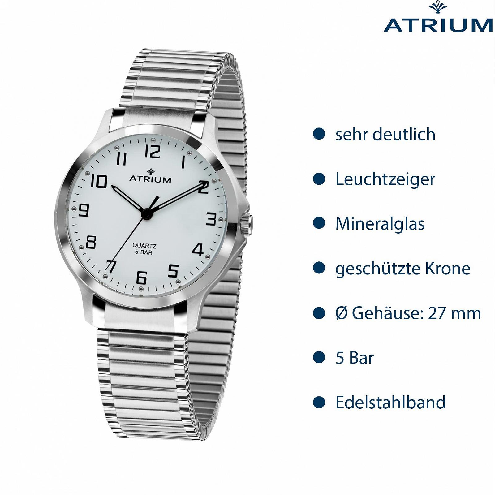 Женские аналоговые кварцевые часы Atrium A13-50, нержавеющая сталь, серебристый, серебристый браслет, фото №4