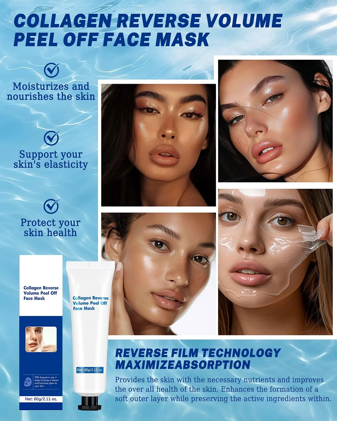 Нічна маска для обличчя з колагеном Hydrolysed Collagen Peel Off, зволожуюча, живильна, фото №2 Нічна маска для обличчя з колагеном Hydrolysed Collagen Peel Off, зволожуюча, живильна, фото №2