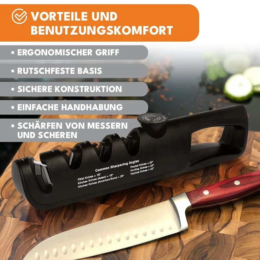 Точилка для ножів KRUMAD 3-рівнева Регульований кут Вольфрамова сталь та кераміка, фото №3