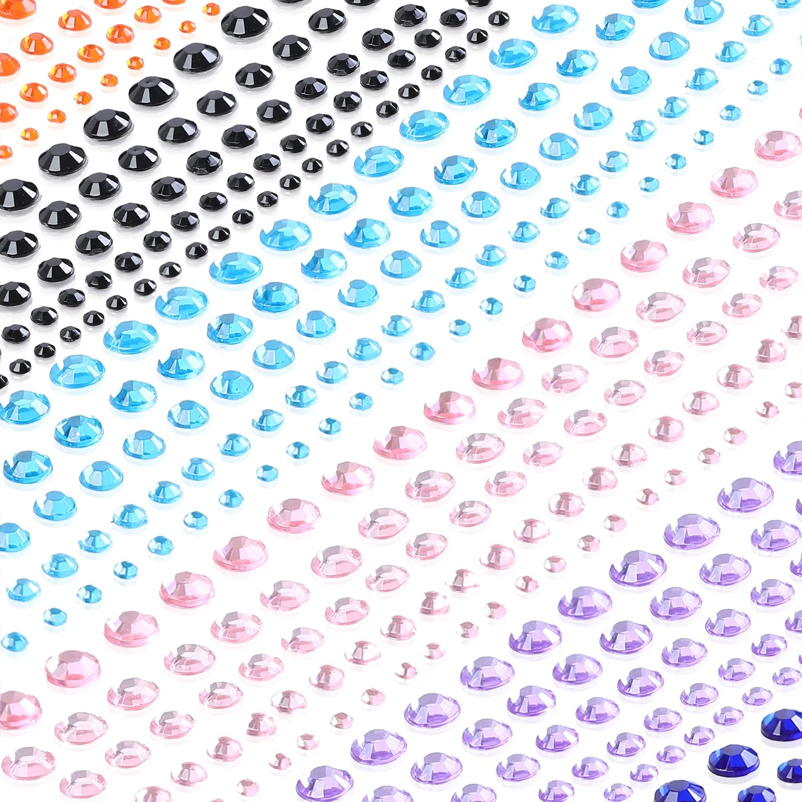 Самоклеящиеся блестящие камни AiQInu, 16 цветов, 3600 штук, разные размеры 2/3/4/5/6 мм, блестящие камни для DIY поделок, открыток, лица, украшения ногтей, фото №3
