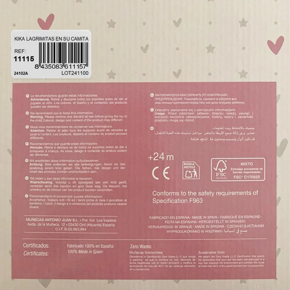 Кукла Antonio Juan Kika 27 см плачущая без соски розовая, фото №10