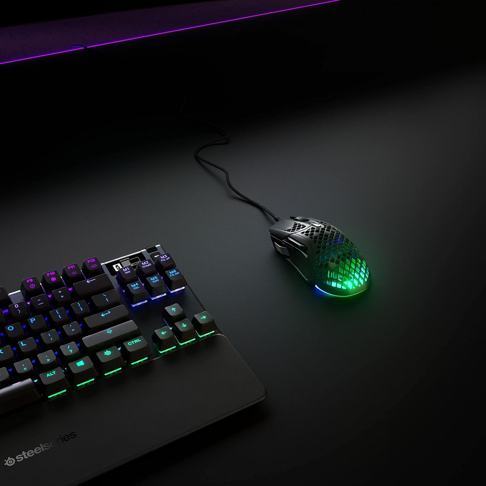 Мышь игровая SteelSeries Aerox 5 RGB, с отверстиями в поверхности, сверхлегкая, водоотталкивающая, оптический датчик TrueMove Air 18000 DPI, фото №8