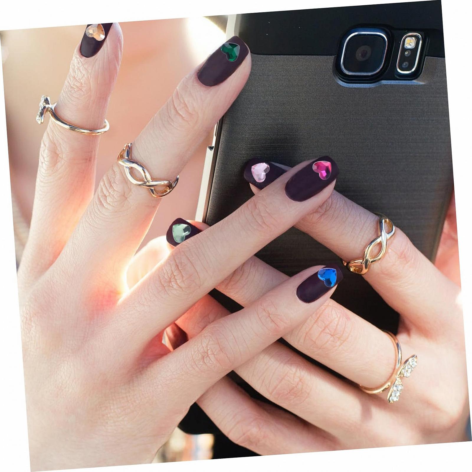 Стразы для ногтей Healvian, 50 шт., сердце, плоскодонные, украшения для ногтей, DIY-маникюр, наклейки для ногтей, стразы в форме сердца для нейл-арта, фото №6