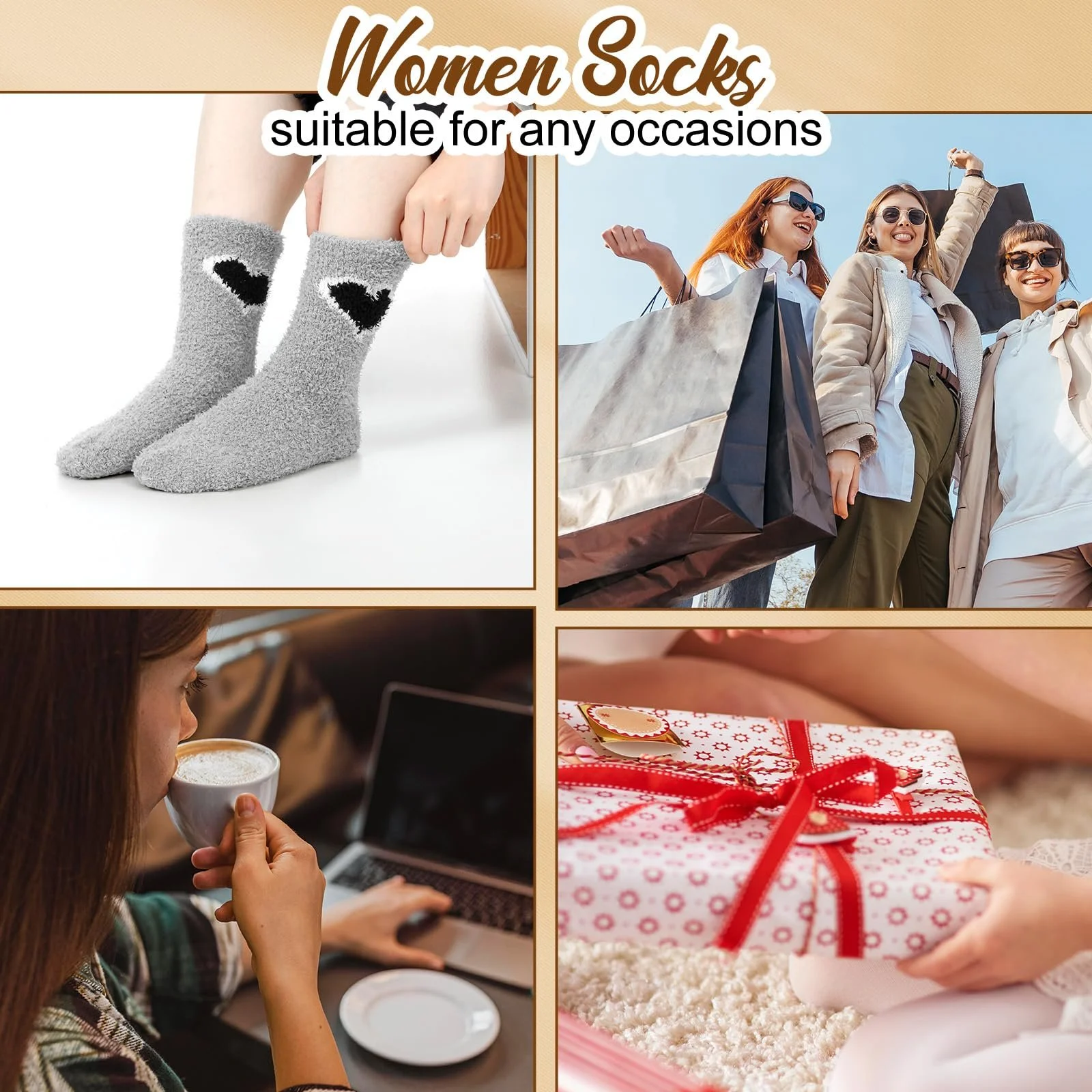 Шкарпетки Жіночі М'які Зимові Шкарпетки з Коралового Флісу з Малюнком Серця (3 пари), фото №6 Шкарпетки Жіночі М'які Зимові Шкарпетки з Коралового Флісу з Малюнком Серця (3 пари), фото №6