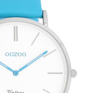 Часы Oozoo Vintage Кожаный ремешок 40 мм Neon Blue C20310, Neon blue, Ремешок. synthetic.ua - Фото 1