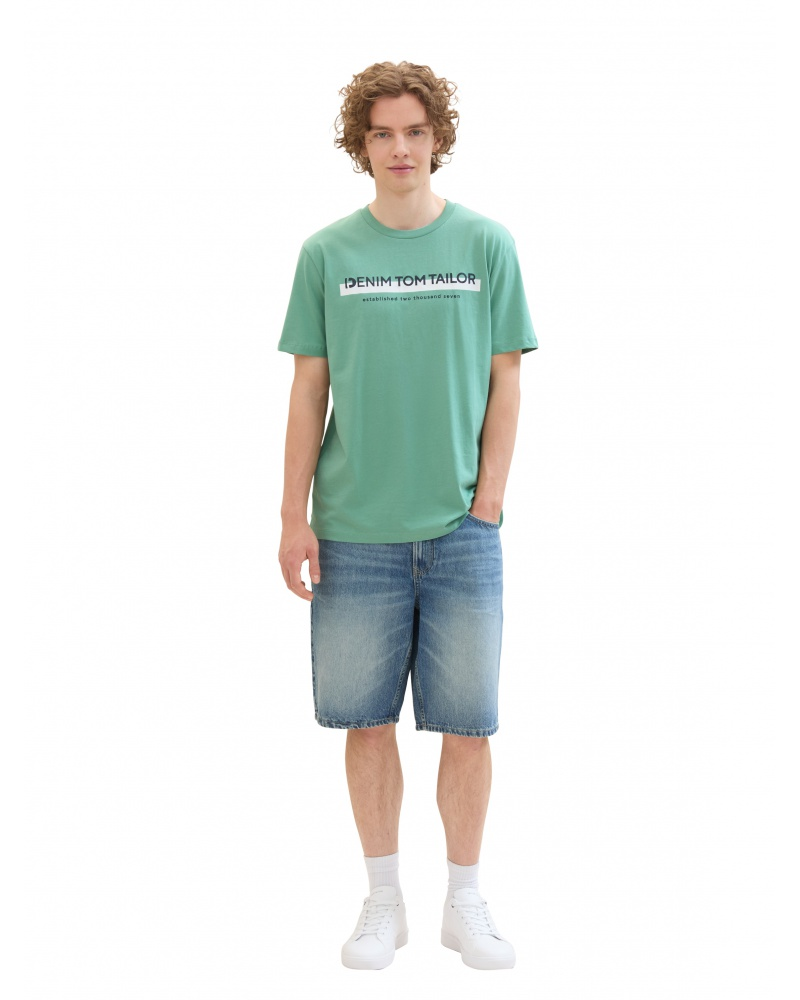 Футболка  Men's DENIM 1037653ХХ13537 Tom Tailor Бірюзовий L, фото №4