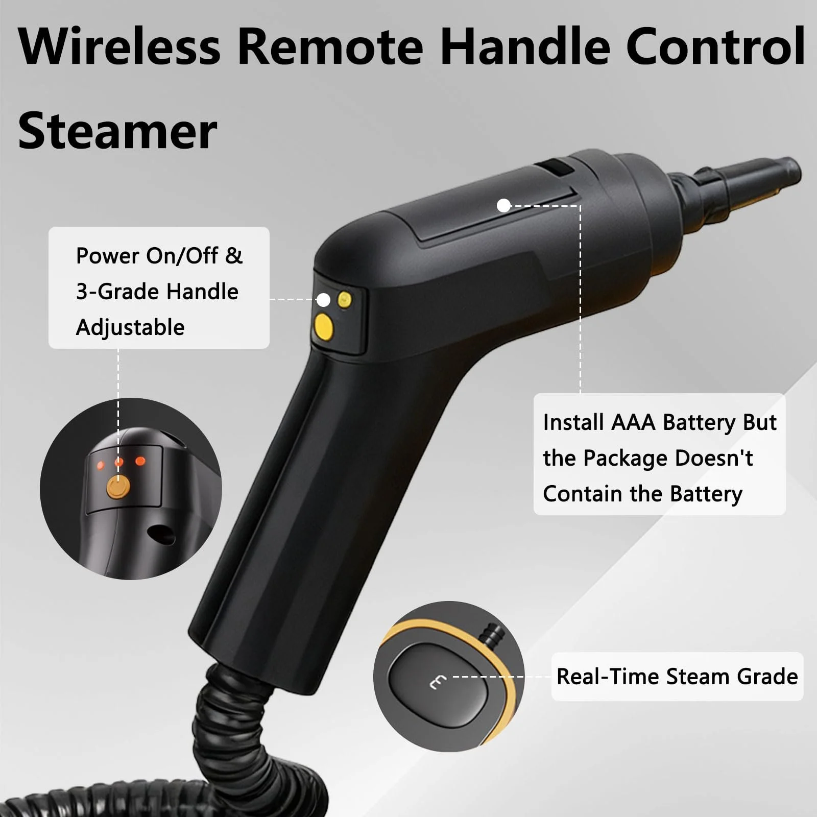 Ручний пароочисник 2500 W 1.6 л 3 швидкості 3 bar Портативний, фото №3 Ручний пароочисник 2500 W 1.6 л 3 швидкості 3 bar Портативний, фото №3