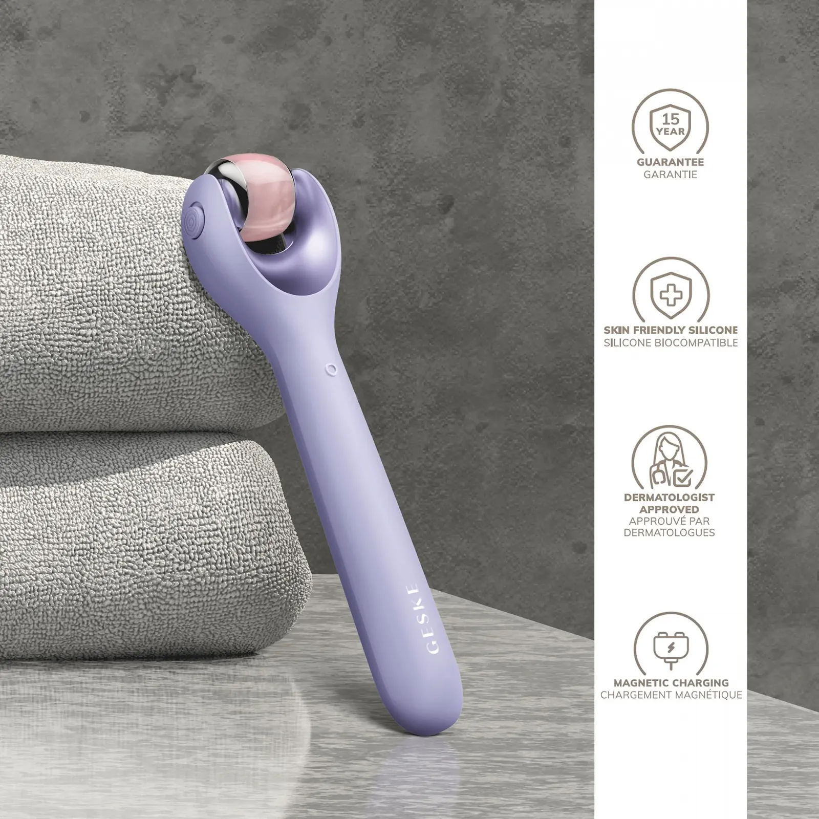 Ролер для обличчя MicroNeedle GESKE SmartAppGuided™ 9 в 1 з рожевим кварцем, фото №6