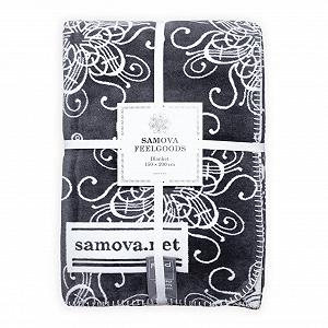 Покривало Samova Tea Flower 150 x 200 см, суміш бавовни, двостороннє, вугільно-біле - Фото 1