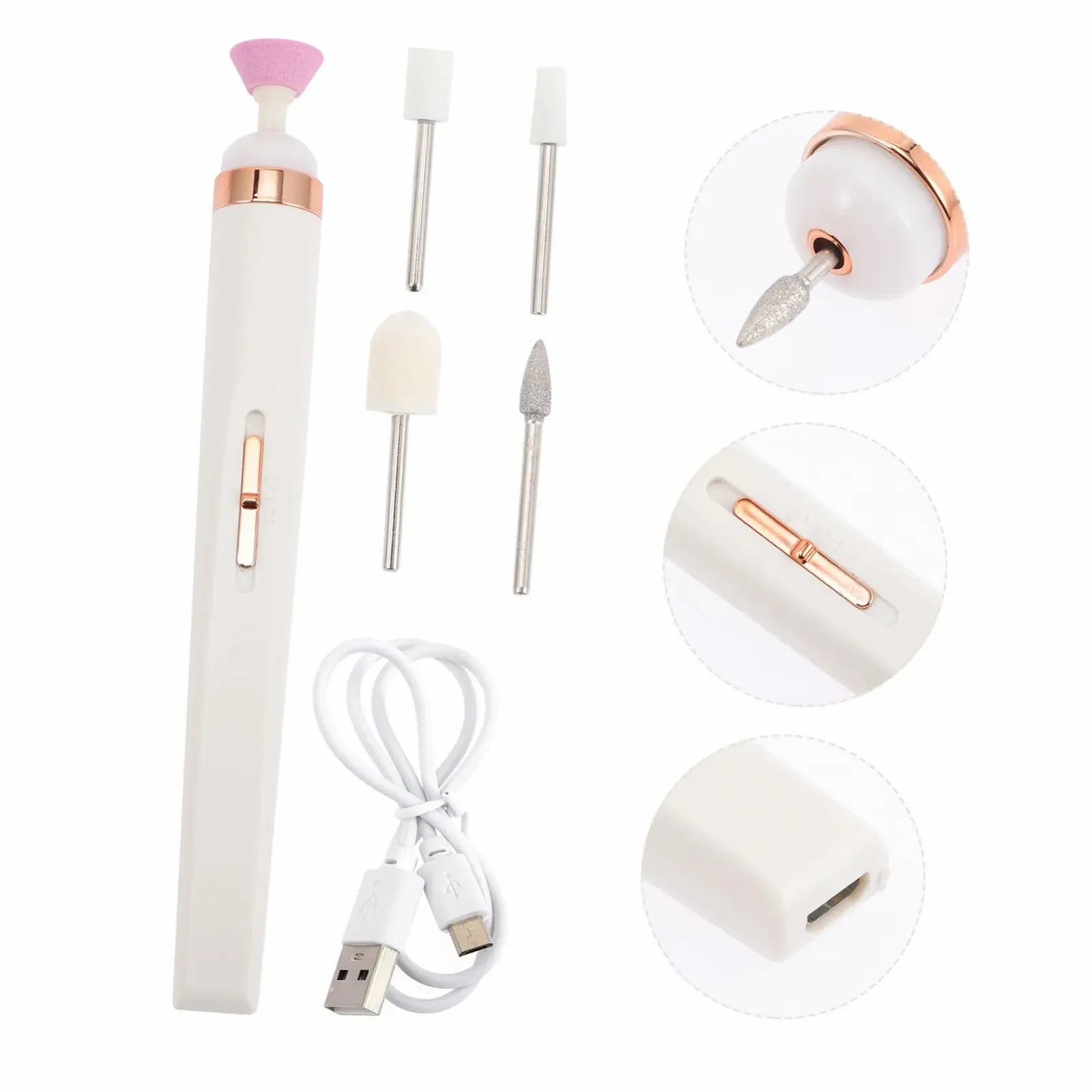 Маникюрный инструмент USB Аккумуляторный Белый Пластик, фото №3 Маникюрный инструмент USB Аккумуляторный Белый Пластик, фото №3