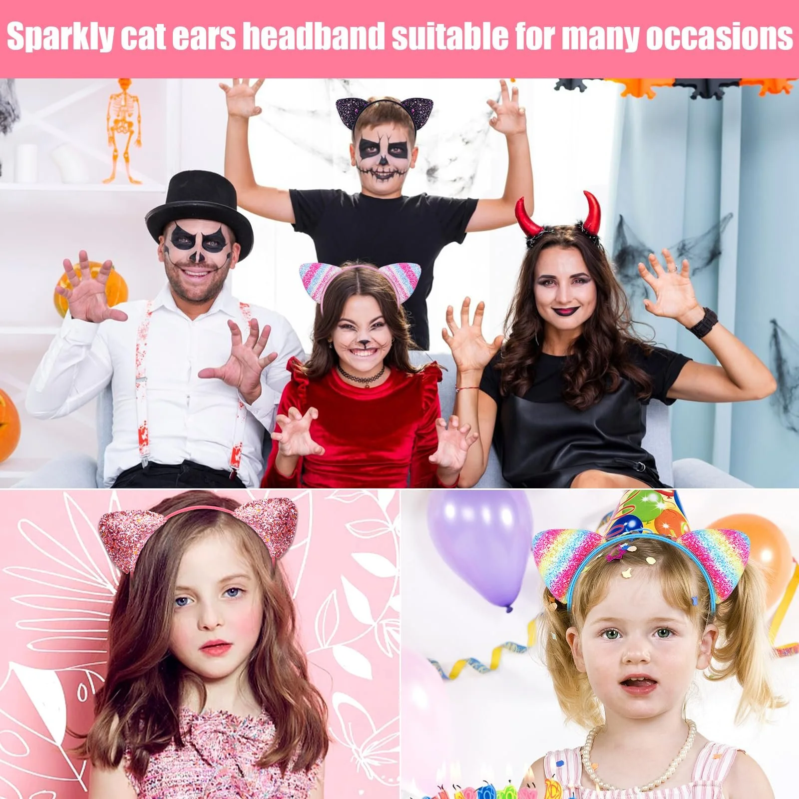 Набір з 10 обручів для волосся з котячими вушками, фото №3