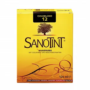 Краска для волос Sanotint Золотистый блонд № 12, 125 мл - Натуральная краска для волос с ценными растительными активными ингредиентами - С золотым просом, экстрактом листьев винограда, экстрактом оливы и экстрактом березы synthetic.ua - Фото 1