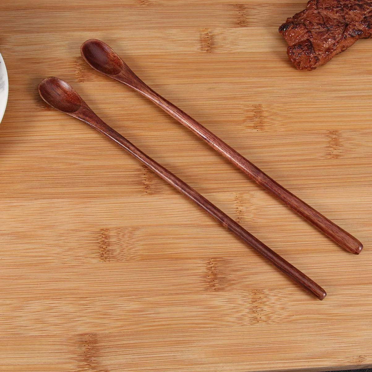 Ложка Деревянная BESTonZON с длинной ручкой для кофе, напитков и чая, 2 шт, фото №7