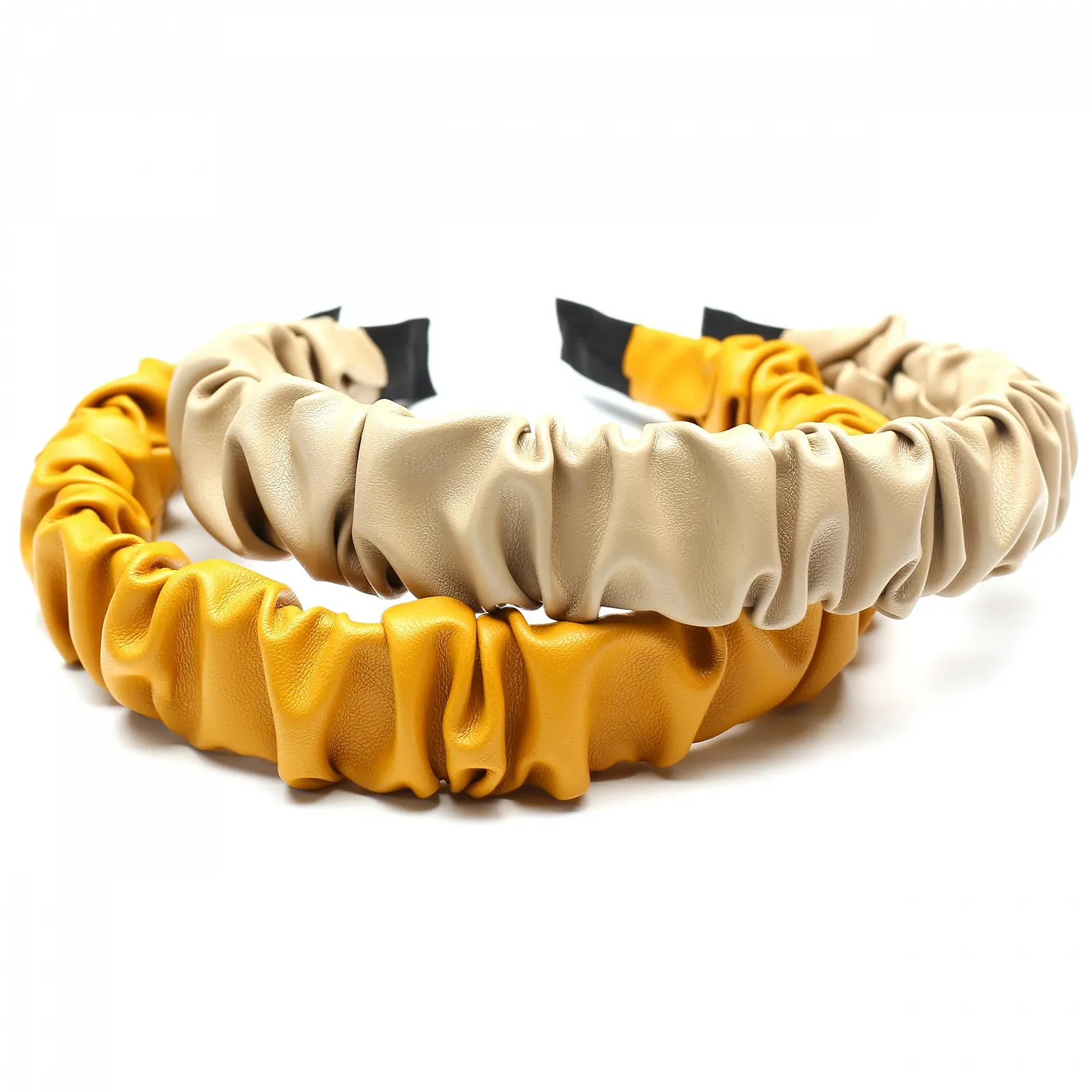 Шкіряний обруч для волосся Жовтий, фото №3