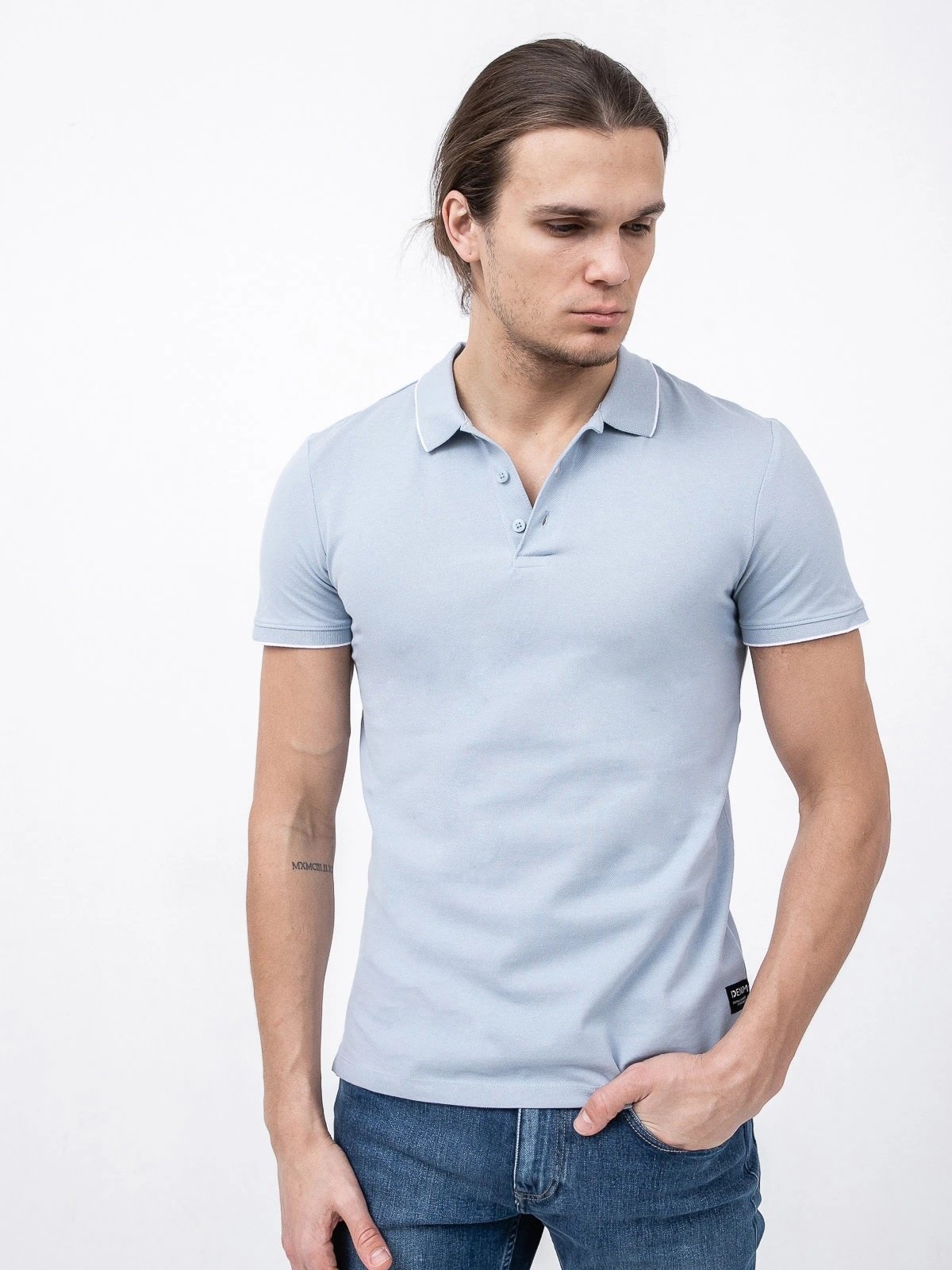 Поло polo with tipping 1030720XX1215159 Tom Tailor Блакитний XL, фото №1