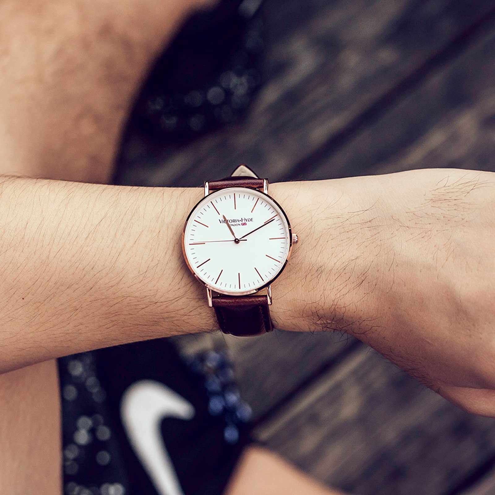 Чоловічий годинник VICTORIA HYDE Аналоговий Кварцовий Мінімалістичний Шкіряний ремінець Срібний Чорний, фото №3